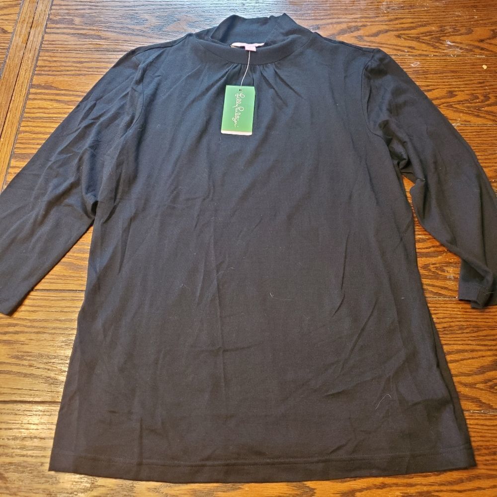 NWT lilly Pulitzer black bass top silk blend top